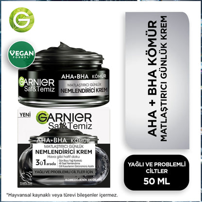 Garnier Saf ve Temiz Kömür Matlaştırıcı Günlük Nemlendirici Krem 50 ml