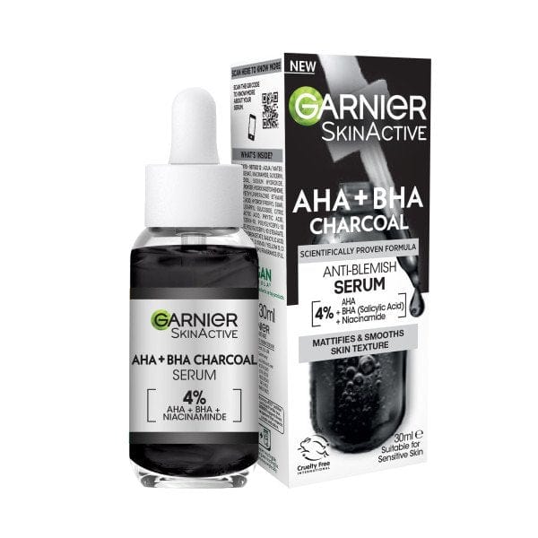 Garnier Skin Active 4% AHA + BHA &amp; Niacinamide Charcoal Face Serum 30 ml 3 Pack