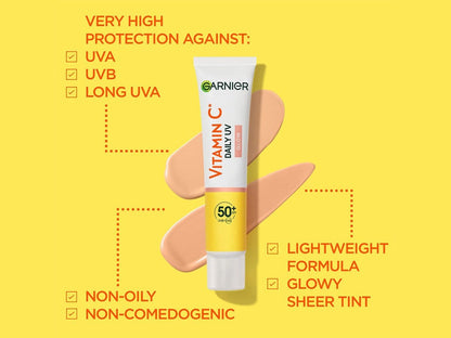 Garnier Skin Active Vitamin C Daily UV Brightening Fluid Sheer Glow, SPF50+ 40 ml 2 Pack