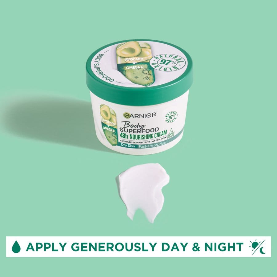 Garnier Superfood Avocado &amp; Omega 6 Superfood Nourishing Body Cream 380ml 3 Pack