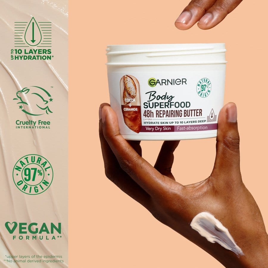 Garnier Superfood Garnier Body Superfood Cocoa &amp; Ceramide Body Cream 380ml 2 Pack