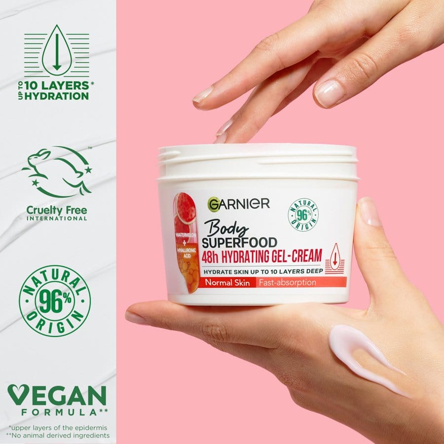 Garnier Superfood Watermelon &amp; Hyaluronic Acid Body Cream 380ml