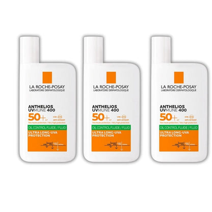 La Roche Posay Anthelios Uvmune 400 Oil Control Invısıble Fluid Sunscreen 50 ml -3 Pack