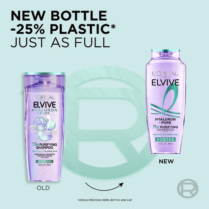 Loreal Elseve Hydra [Hyaluronic] Pure Salicylic Acid Anti-Oil Purifying Shampoo 300 ml -2 Pack