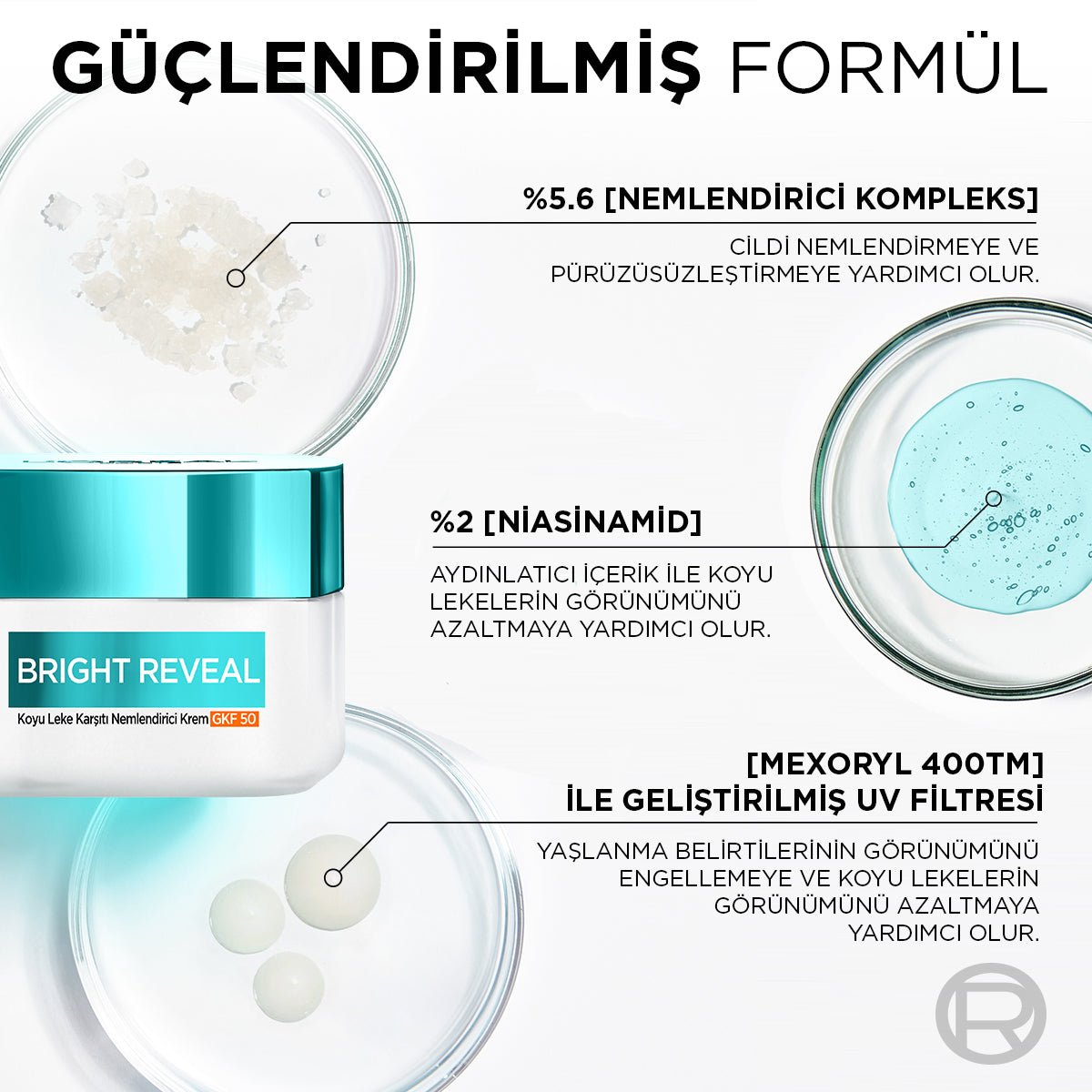 Loreal Paris Bright Reveal Koyu Leke Karşıtı, Cilt Tonu Eşitleyici Spf50 Nemlendirici Krem Niasinamid 50ml