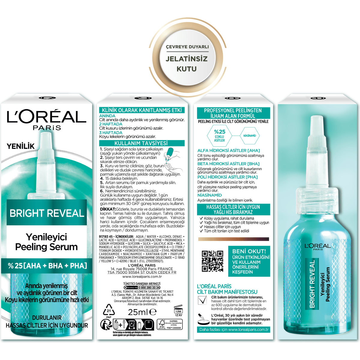 Loreal Paris Bright Reveal Koyu Lekelere Karşı Hızlı Etkili Yenileyici Peeling Serum 25% [AHA + BHA + PHA] 25ml