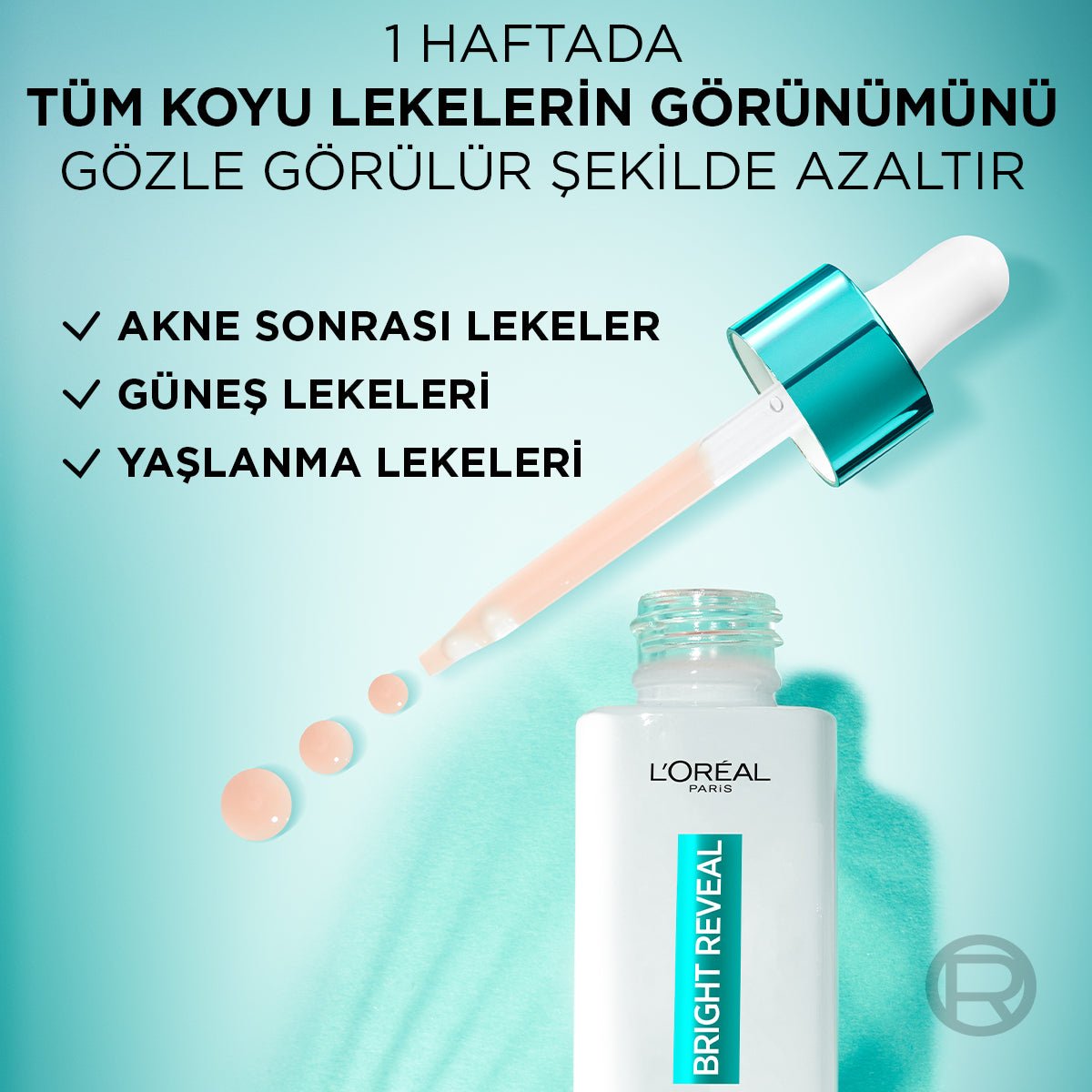 Loreal Paris Bright Reveal Sivilce, Güneş, Yaşlanma Lekelerinde Etkili Koyu Leke Karşıtı Serum 10%Niasinamid 30ml