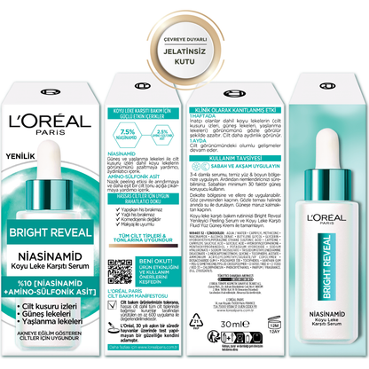 Loreal Paris Bright Reveal Sivilce, Güneş, Yaşlanma Lekelerinde Etkili Koyu Leke Karşıtı Serum 10%Niasinamid 30ml
