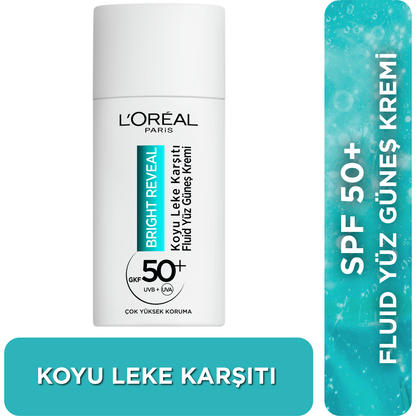 Loreal Paris Bright Reveal Spf 50+ Koyu Leke Karşıtı Fluid Günlük Yüz Güneş Kremi 50ml