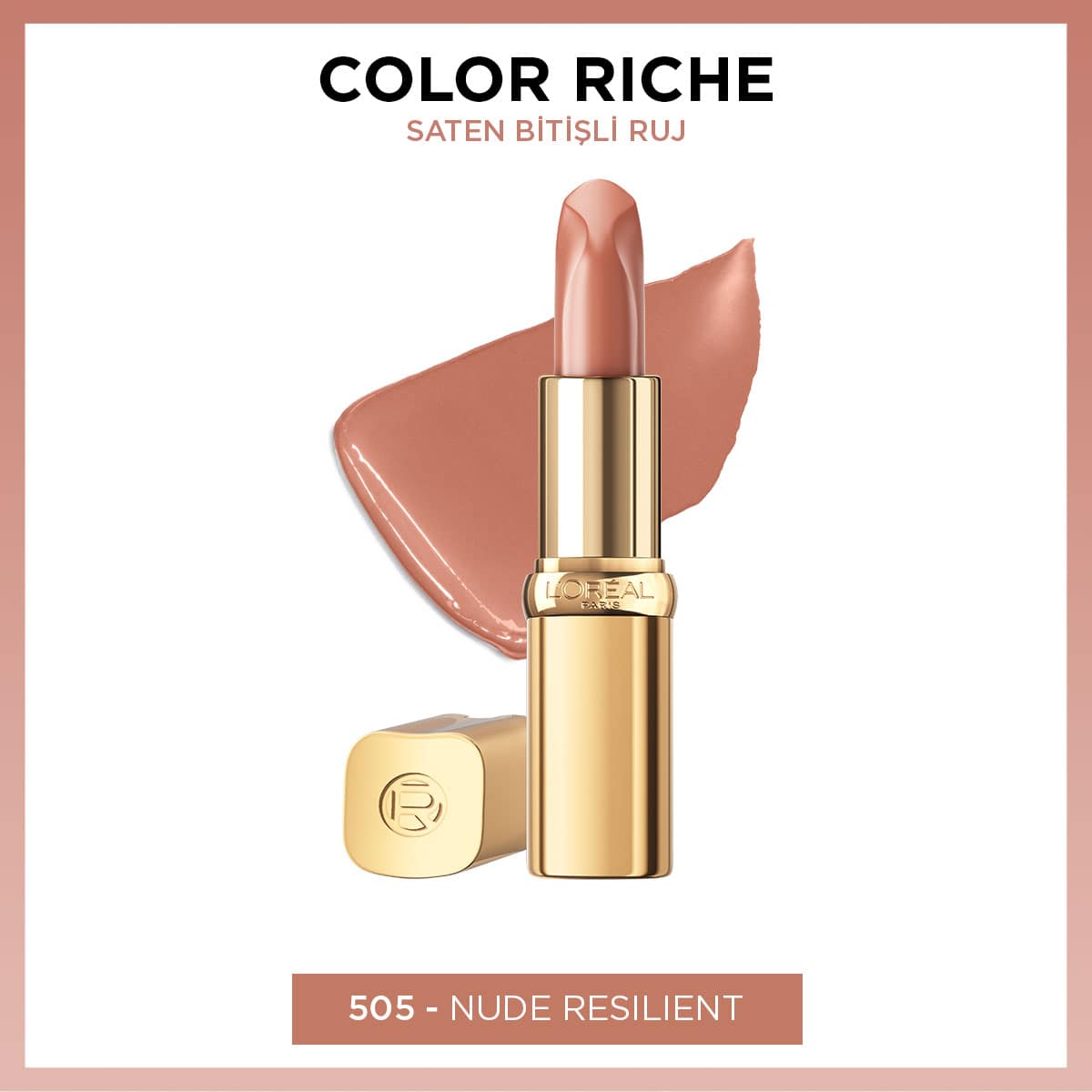Loreal Paris Color Riche Saten Bitişli Ruj - 505 Nude Resilient