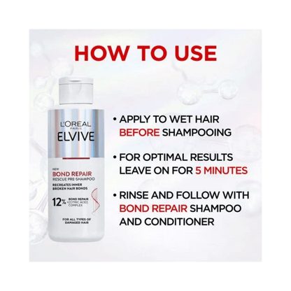 Loreal Paris Elseve Bond Repair Shampoo for All Damage 200 ml +Loreal Paris Elseve Bond Repair Shampoo Treatment 200 ml