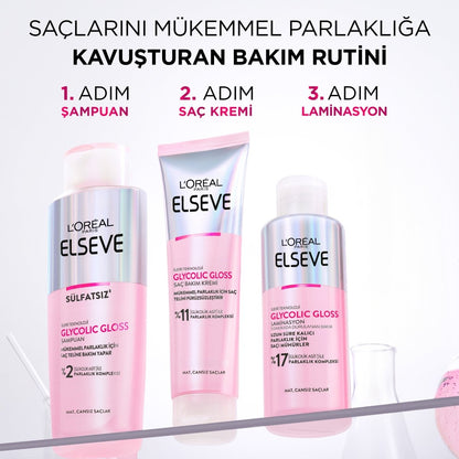 Loreal Paris Elseve Glycolic Gloss Mükemmel Parlaklık için Pürüzsüzleştirici Saç Kremi 150ml