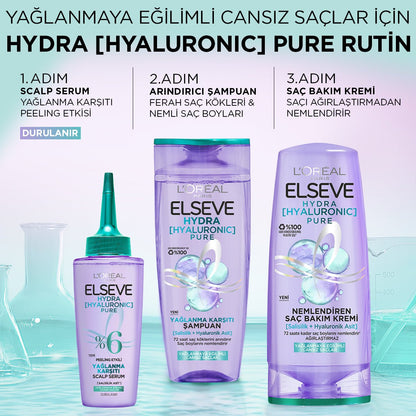 Loreal Paris Elseve Hydra [Hyaluronic] Pure Salisilik Asit içeren Yağlanma Karşıtı Nemlendirici Saç Kremi 250ml