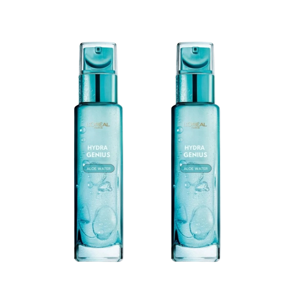 Loreal Paris Hydra Genius Hyaluronic Acid + Aloe Vera Liquid Moisturiser for Normal to Dry Skin, 70ml 2 Pack