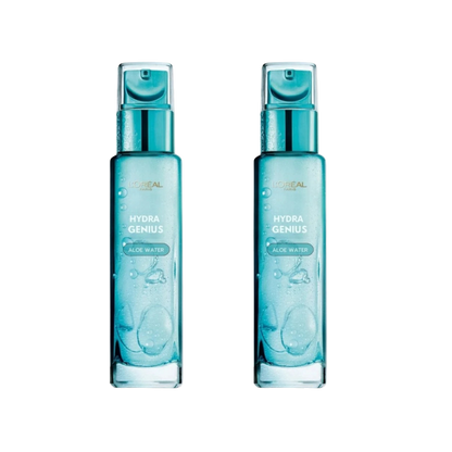 Loreal Paris Hydra Genius Hyaluronic Acid + Aloe Vera Liquid Moisturiser for Normal to Dry Skin, 70ml 2 Pack
