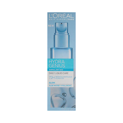 Loreal Paris Hydra Genius Hyaluronic Acid + Aloe Vera Liquid Moisturiser for Normal to Dry Skin, 70ml 3 Pack