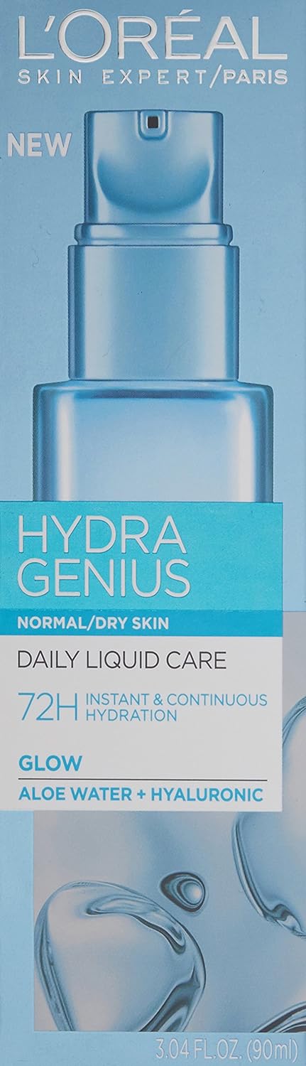 Loreal Paris Hydra Genius Hyaluronic Acid + Aloe Vera Liquid Moisturiser for Normal to Dry Skin, 70ml