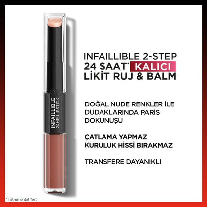 Loreal Paris Infaillible 2-Step 24 Saat Kalıcı Likit Ruj &amp; Balm - 101 Everlasting Paris