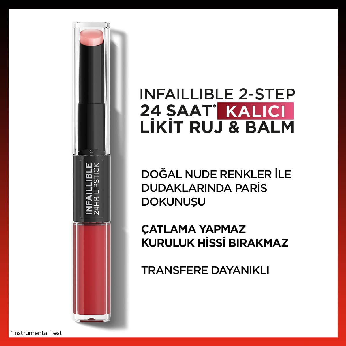 Loreal Paris Infaillible 2-Step 24 Saat Kalıcı Likit Ruj &amp; Balm - 501 Timeless Red