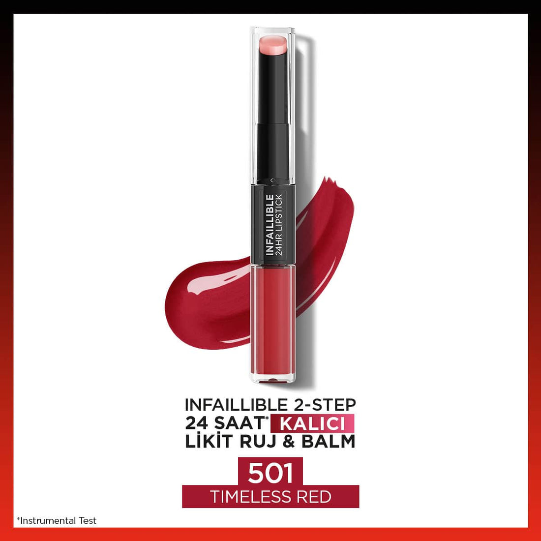 Loreal Paris Infaillible 2-Step 24 Saat Kalıcı Likit Ruj &amp; Balm - 501 Timeless Red