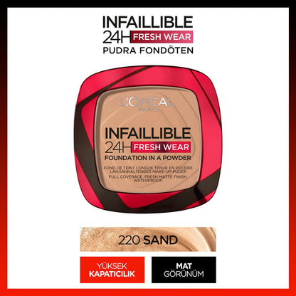 Loreal Paris Infaillible 24H Fresh Wear Pudra Fondöten 220 Sand