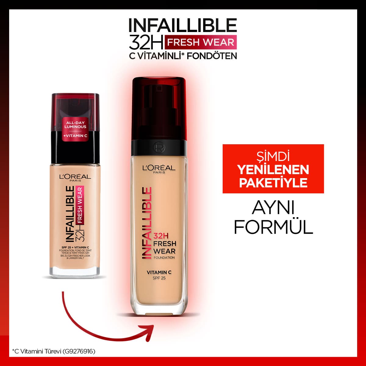 Loreal Paris Infaillible 32H Fresh Wear C Vitaminli Fondöten - 145 Rose Beige