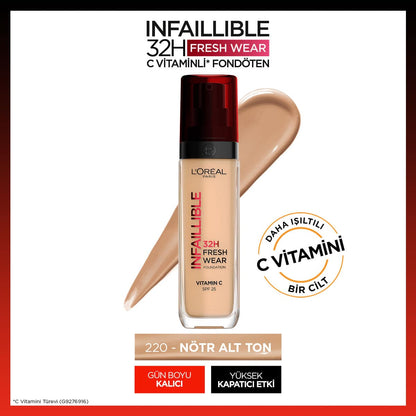 Loreal Paris Infaillible 32H Fresh Wear C Vitaminli Fondöten - 220 Sand