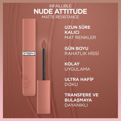 Loreal Paris Infaillible Matte Resistance Likit Mat Ruj - 630 Rose Heat