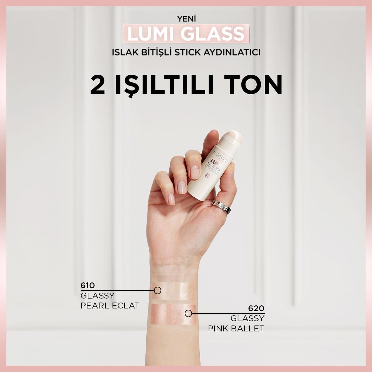 Loreal Paris Lumi Glass Islak Bitişli Stick Aydınlatıcı - 620 Glassy Pink Ballet