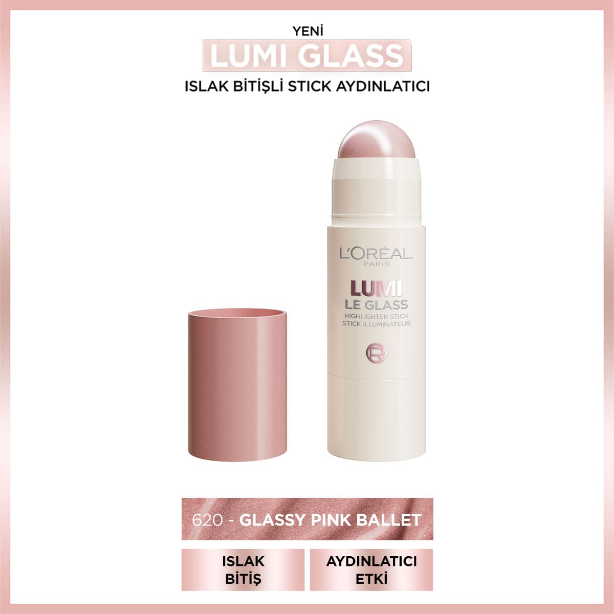 Loreal Paris Lumi Glass Islak Bitişli Stick Aydınlatıcı - 620 Glassy Pink Ballet