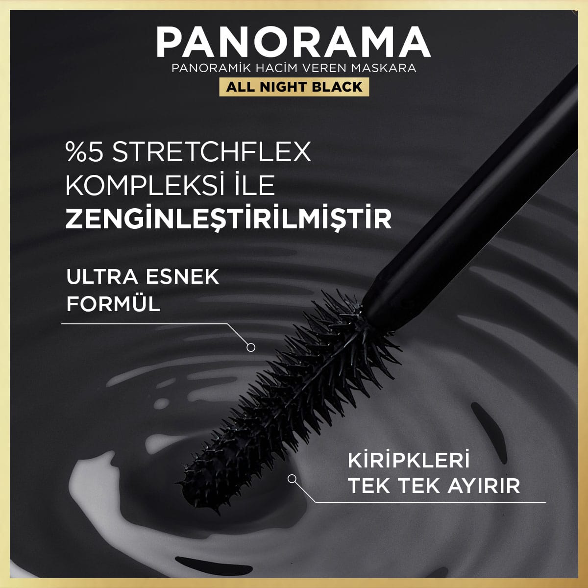 Loreal Paris Panorama Hacim Veren Maskara All Night Black - Siyah
