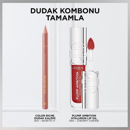Loreal Paris Plump Ambition Hyaluron Lip Oil Besleyici ve Nemlendirici Dudak Parlatıcısı - 390 Cherry Cherie
