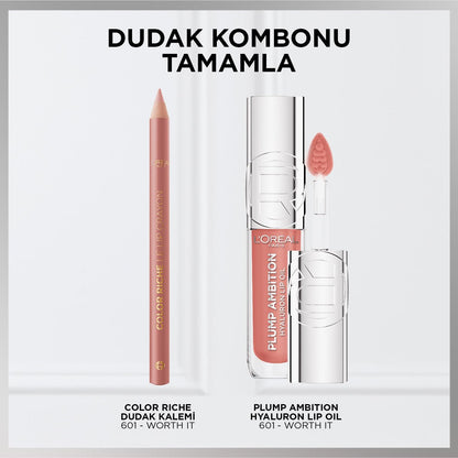 Loreal Paris Plump Ambition Hyaluron Lip Oil Besleyici ve Nemlendirici Dudak Parlatıcısı - 601 Worth It