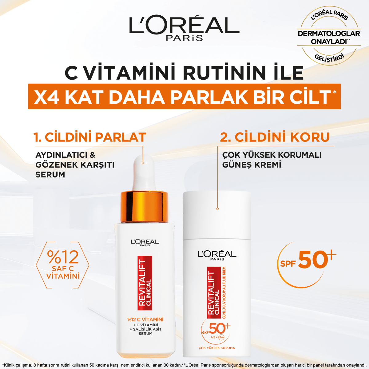 Loreal Paris Revitalift Clinical %12 Saf C Vitamini Aydınlatıcı, Ton Eşitleyici, Gözenek Karşıtı Serum 30 ml