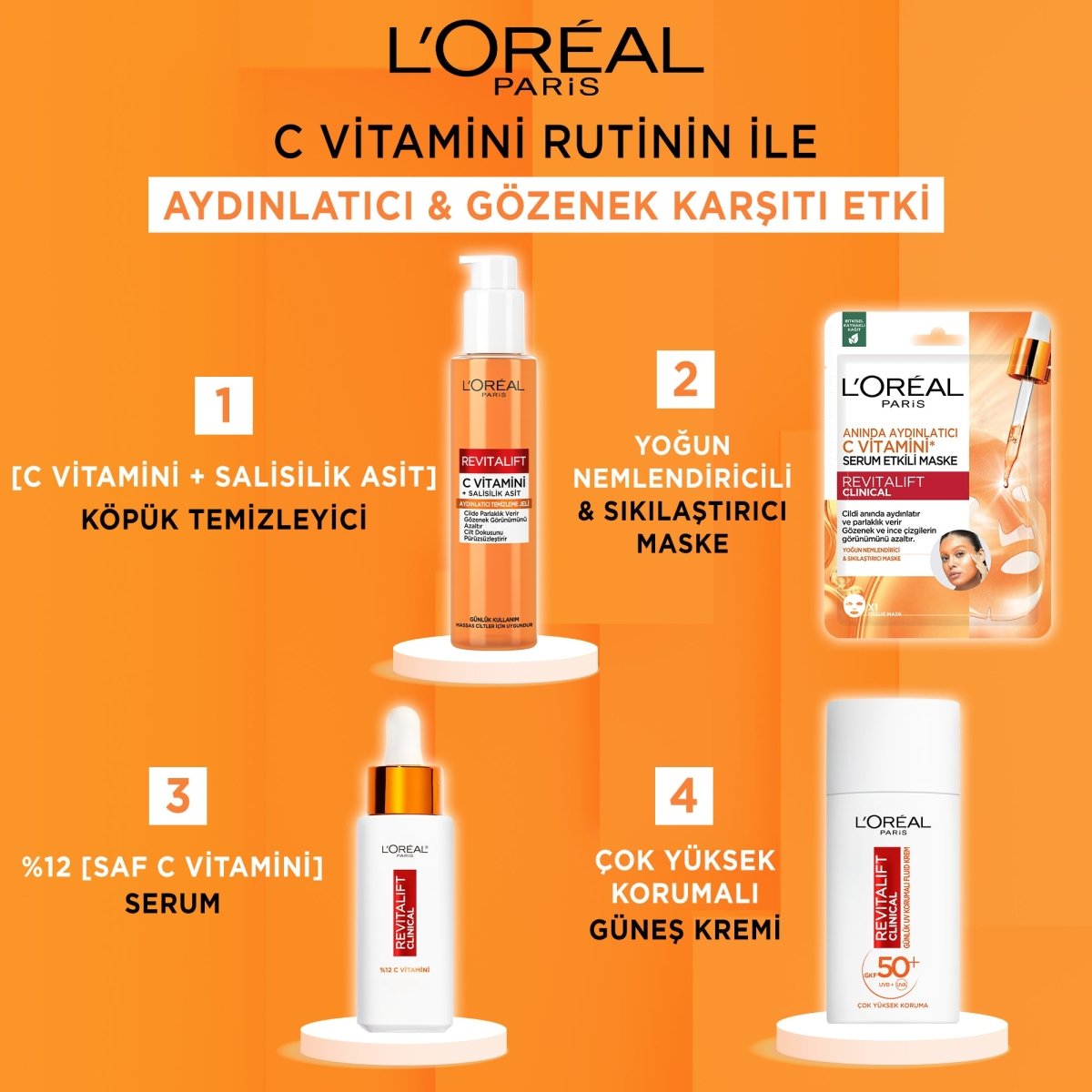 Loreal Paris Revitalift Clinical [C vitamini + Salisilik Asit] Gözenek Karşıtı, Aydınlatıcı Temizleme Jeli