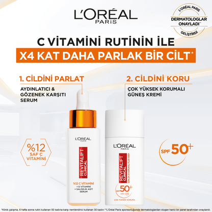 Loreal Paris Revitalift Clinical SPF 50+ Günlük Yüksek UV Korumalı Yüz Güneş Kremi 50ml