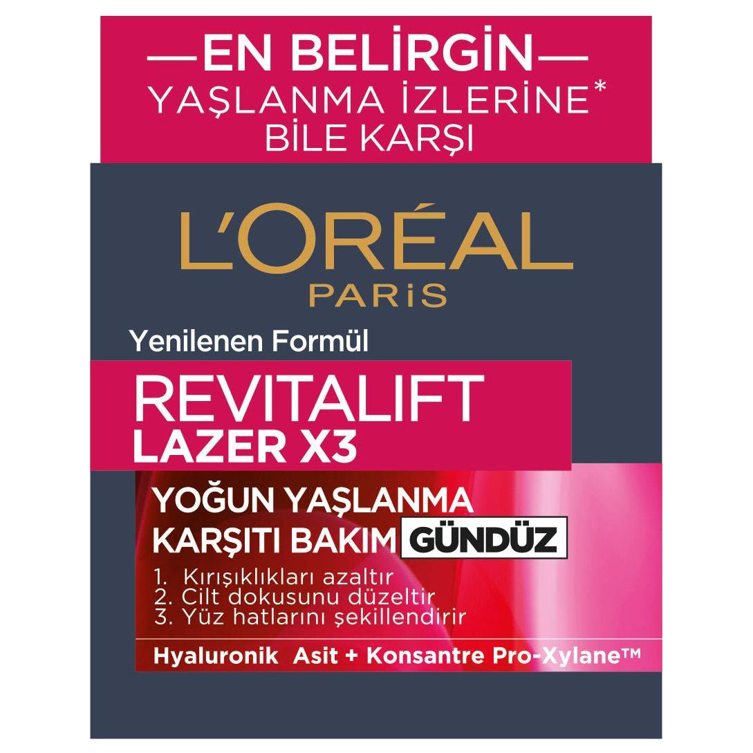 Loreal Paris Revitalift Lazer X3 Yoğun Yaşlanma Karşıtı Gündüz Bakım Kremi 50 ml
