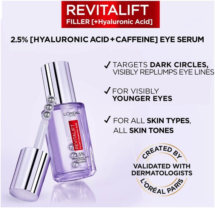 Loreal Paris Serum Revitalift Filler Hyaluronic Acid Eye Serum 20 ml