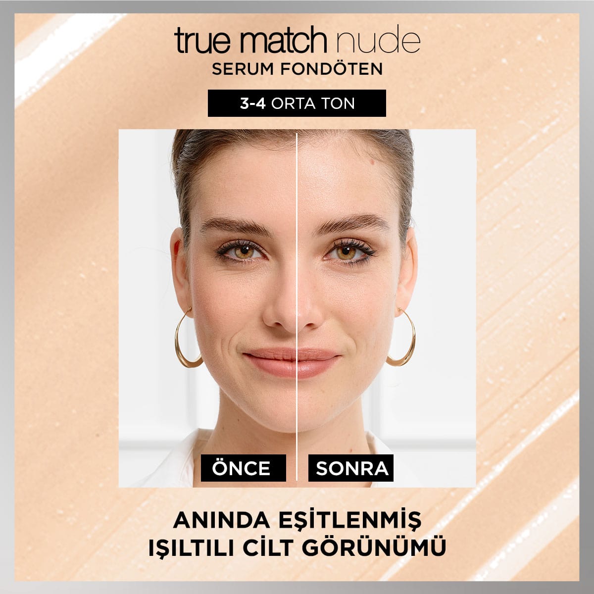 Loreal Paris True Match Nude Fondöten Serum 3-4 Light Medium