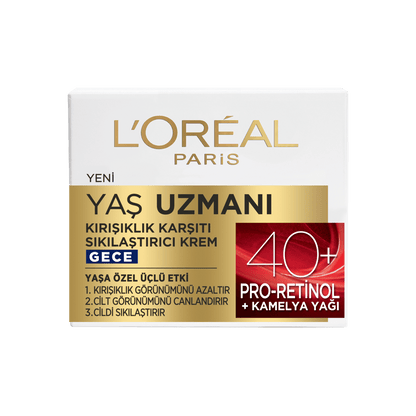 Loreal Paris Yaş Uzmanı 40+ Kırışıklık Karşıtı Sıkılaştırıcı Gece Kremi 50 ml