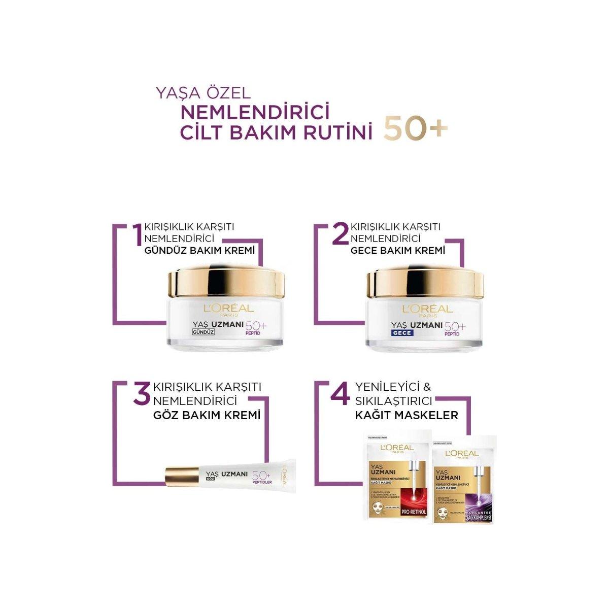 Loreal Paris Yaş Uzmanı 50+ Kırışıklık Karşıtı Yenileyici Gece Kremi 50 ml