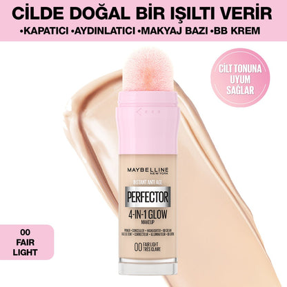 Maybelline Instant Perfector Glow 4 Etki 1 Arada Fondöten- 00 Fair Light