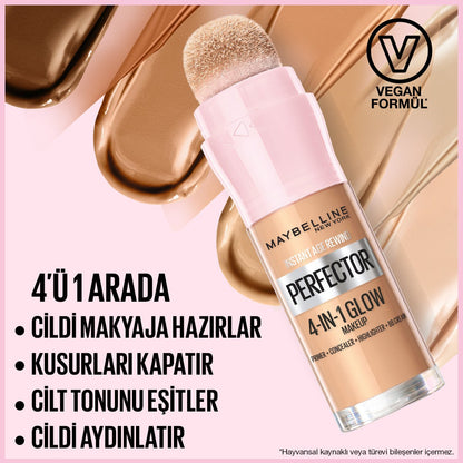 Maybelline Instant Perfector Glow 4 Etki 1 Arada Fondöten- 1.5 Light Medium