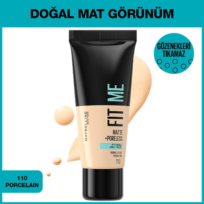 Maybelline New York Fit Me Matte+Poreless Fondöten - 110 Porcelain
