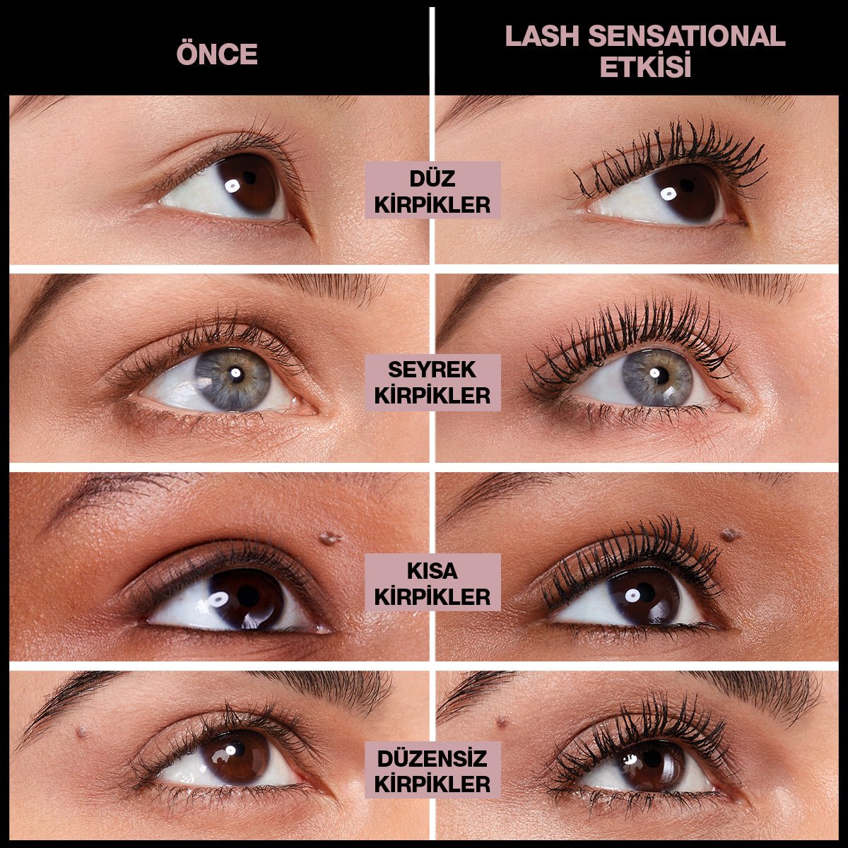 Maybelline New York Lash Sensational Yelpaze Etkili Suya Dayanıklı Siyah Maskara