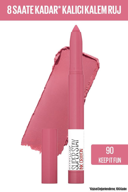 Maybelline New York Super Stay Ink Crayon Kalem Mat Ruj -  90 Keep it fun