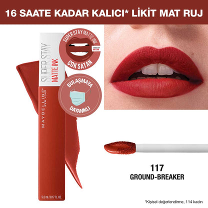 Maybelline New York Super Stay Matte Ink City Likit Mat Ruj - 117 Ground-Breaker - Kahverengi