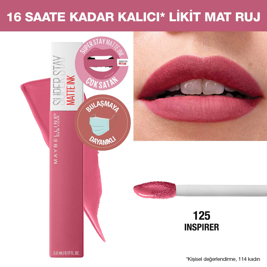 Maybelline New York Super Stay Matte Ink Likit Mat Ruj - 125 Inspirer - Pembe