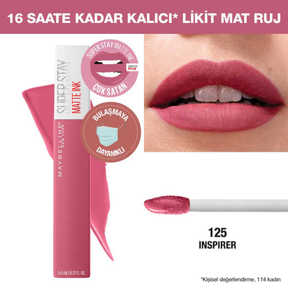 Maybelline New York Super Stay Matte Ink Likit Mat Ruj - 125 Inspirer - Pembe