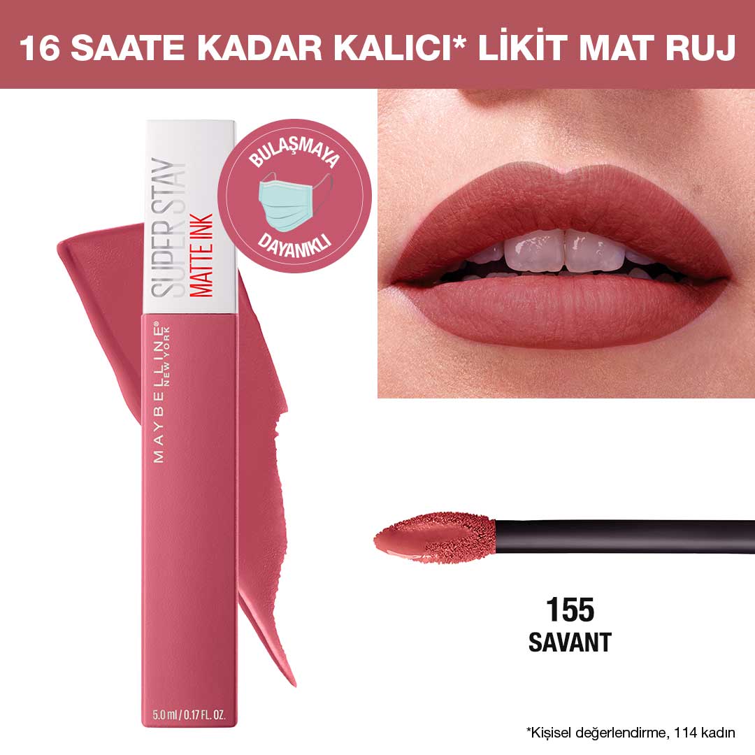Maybelline New York Super Stay Matte Ink Likit Mat Ruj - 155 Savant - Nude/Pembe